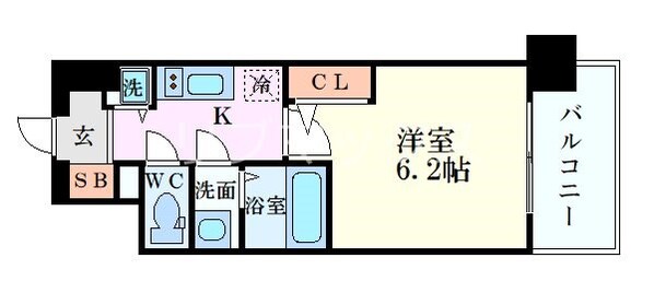 肥後橋駅 徒歩7分 9階の物件間取画像